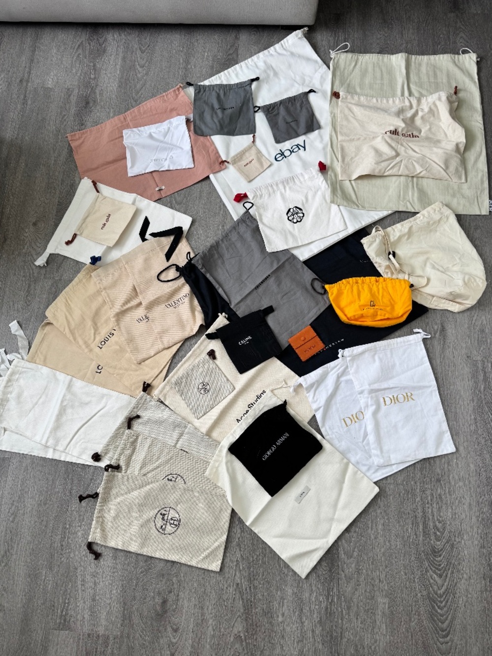 Luxury Dust Bags Bundle – Hermes, Dior, Valentino, LV, Celine, Balenciaga & more